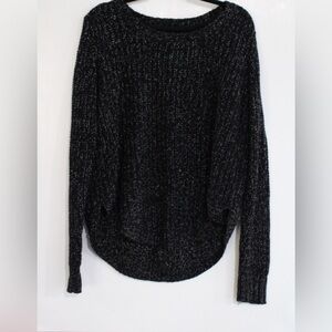 Between Me & You Knit Pullover Sweatshirt Color: Black and Silver Size: Large